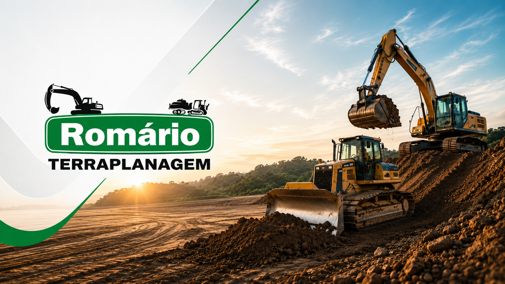 Máquinas de terraplanagem trabalhando em obra